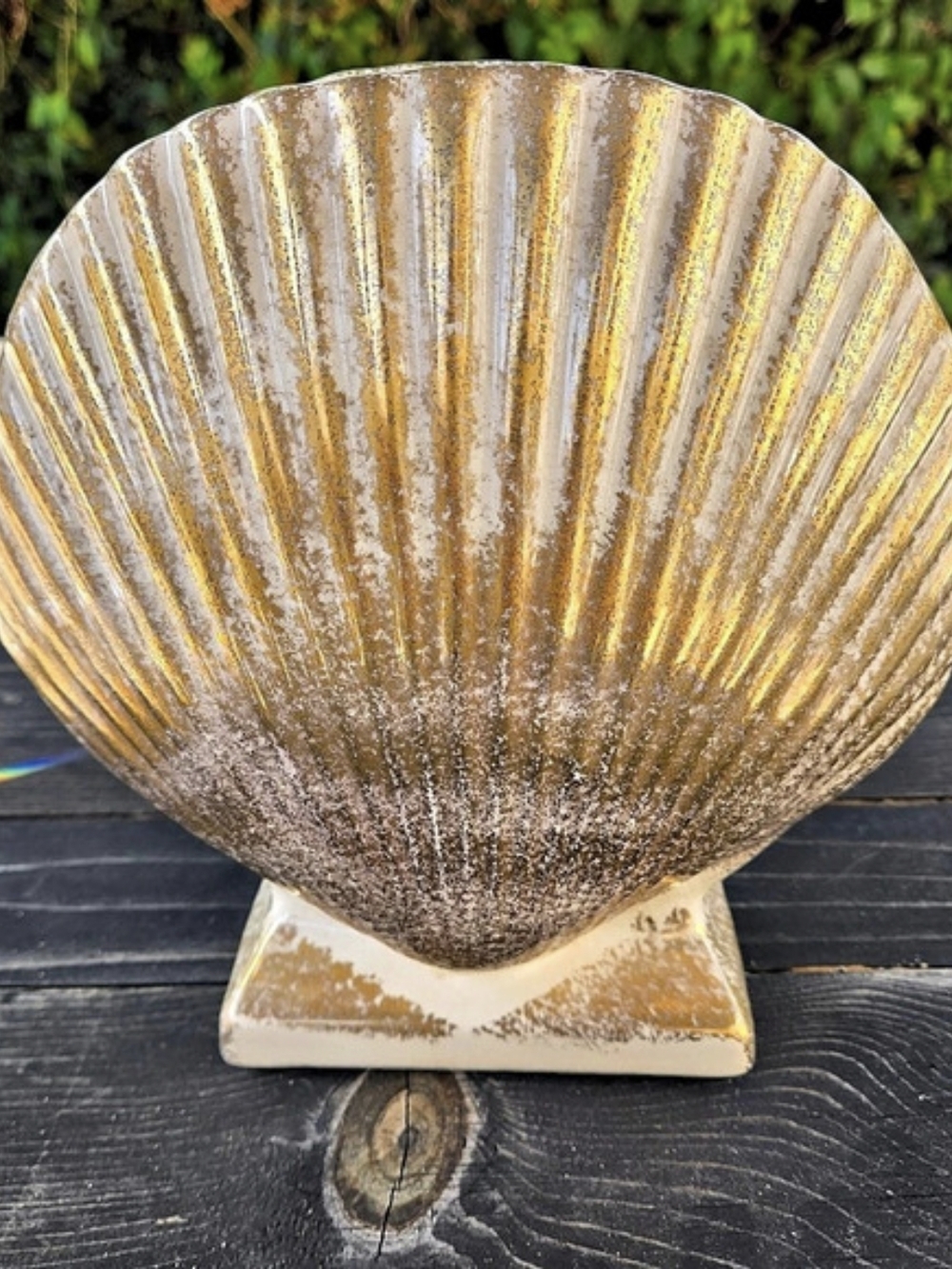 Vintage Gold & Cream Seashell Vase
